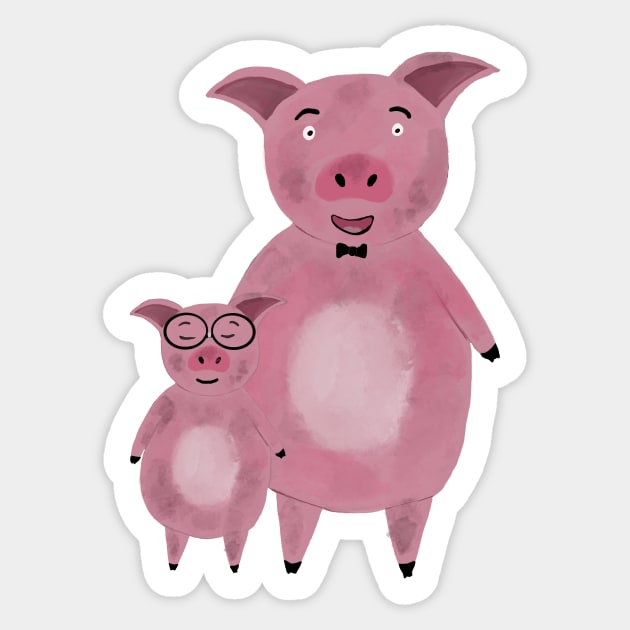 piggy dad and son Sticker by Treasuredreams